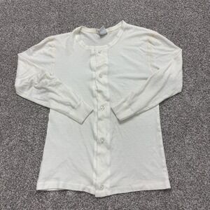 Vintage Damart Pajama Top Womens Med White Thermal Button Long Sleeve Sleepwear